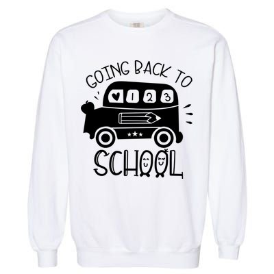 Going Back To School Cute Learning Bus Garment-Dyed Sweatshirt