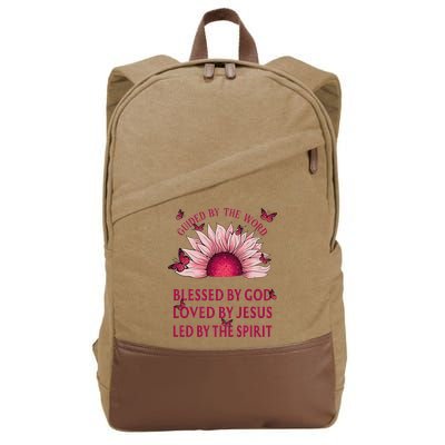Guided By The Bible Blessed By God Sunflower Cotton Canvas Backpack