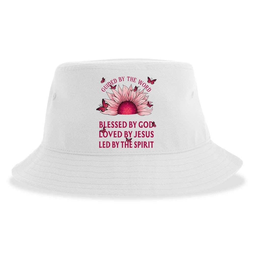 Guided By The Bible Blessed By God Sunflower Sustainable Bucket Hat