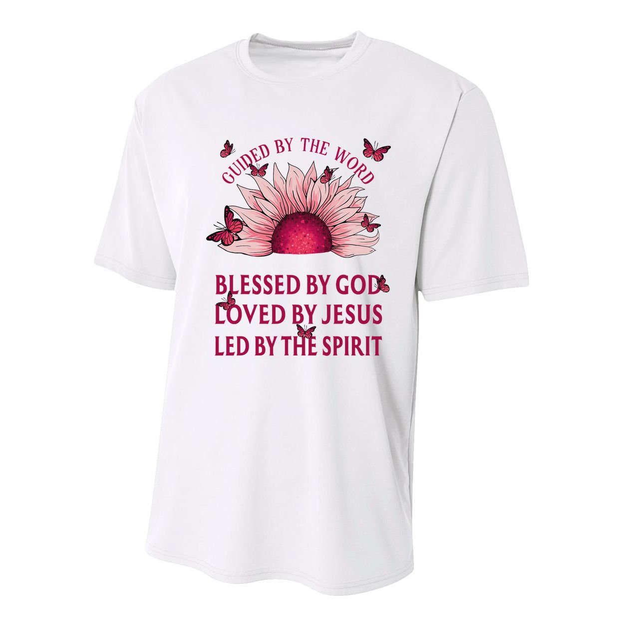 Guided By The Bible Blessed By God Sunflower Youth Performance Sprint T-Shirt
