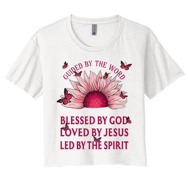 Guided By The Bible Blessed By God Sunflower Women's Crop Top Tee