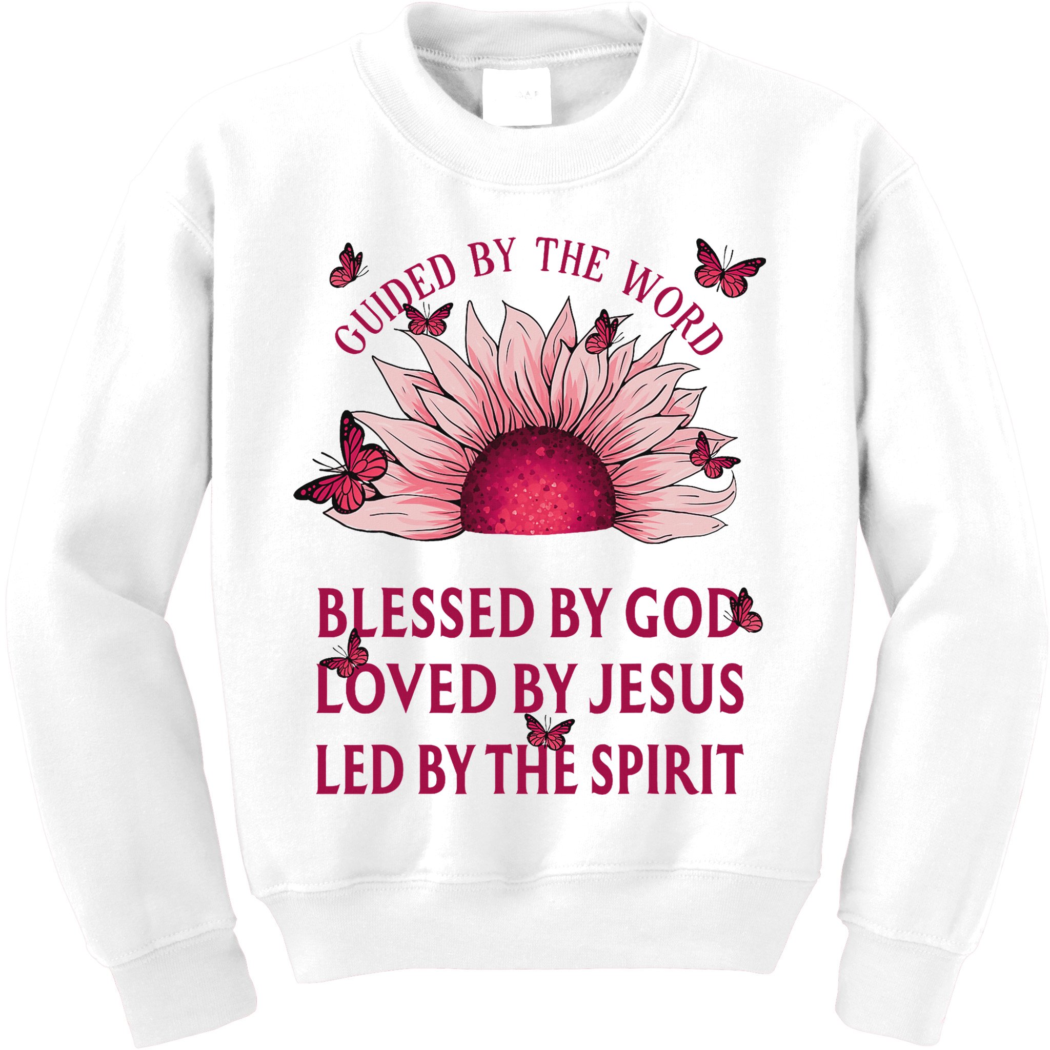Guided By The Bible Blessed By God Sunflower Kids Sweatshirt
