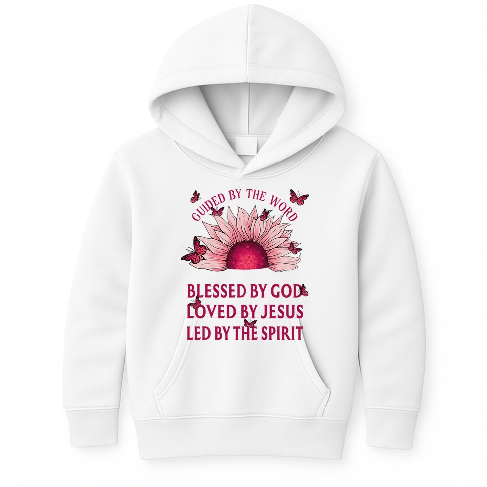 Guided By The Bible Blessed By God Sunflower Kids Hoodie