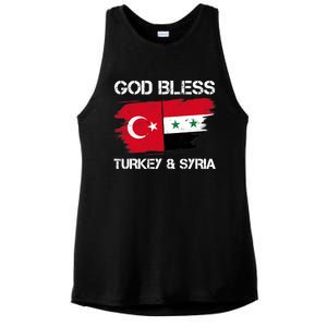 God Bless Turkey & Syria Flag Pray For Turkey Earthquake Ladies PosiCharge Tri-Blend Wicking Tank