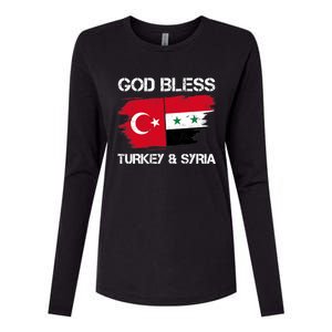 God Bless Turkey & Syria Flag Pray For Turkey Earthquake Womens Cotton Relaxed Long Sleeve T-Shirt