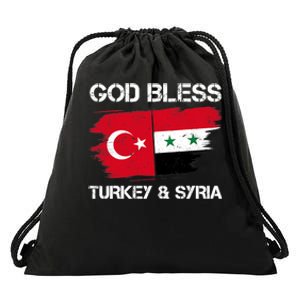 God Bless Turkey & Syria Flag Pray For Turkey Earthquake Drawstring Bag