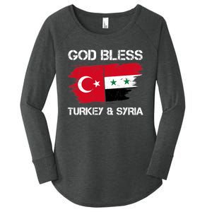 God Bless Turkey & Syria Flag Pray For Turkey Earthquake Women's Perfect Tri Tunic Long Sleeve Shirt