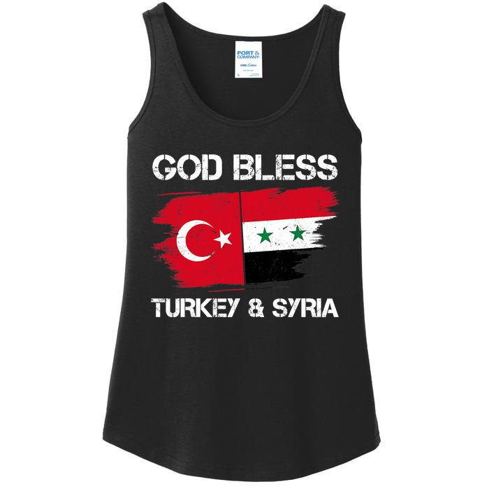 God Bless Turkey & Syria Flag Pray For Turkey Earthquake Ladies Essential Tank