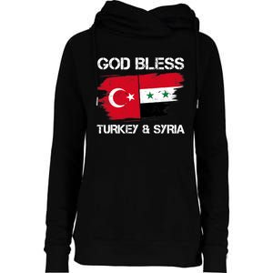 God Bless Turkey & Syria Flag Pray For Turkey Earthquake Womens Funnel Neck Pullover Hood