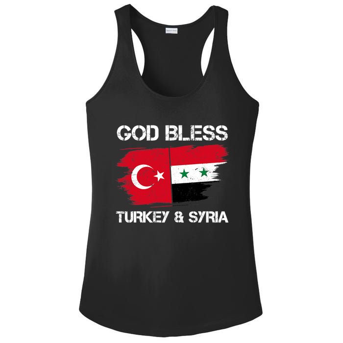 God Bless Turkey & Syria Flag Pray For Turkey Earthquake Ladies PosiCharge Competitor Racerback Tank