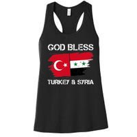 God Bless Turkey & Syria Flag Pray For Turkey Earthquake Women's Racerback Tank