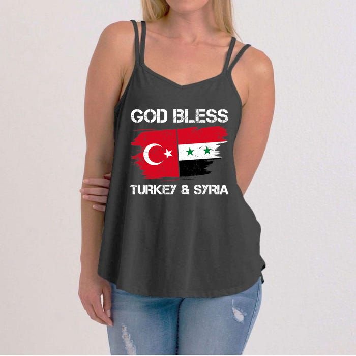 God Bless Turkey & Syria Flag Pray For Turkey Earthquake Women's Strappy Tank