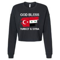 God Bless Turkey & Syria Flag Pray For Turkey Earthquake Cropped Pullover Crew