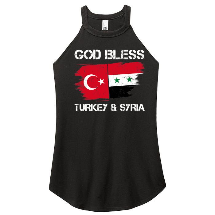 God Bless Turkey & Syria Flag Pray For Turkey Earthquake Women's Perfect Tri Rocker Tank