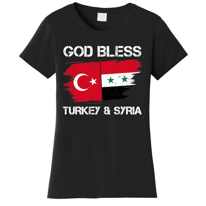 God Bless Turkey & Syria Flag Pray For Turkey Earthquake Women's T-Shirt