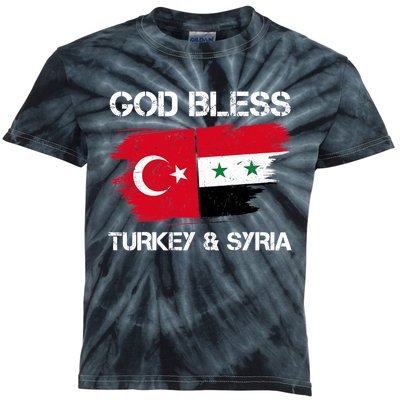 God Bless Turkey & Syria Flag Pray For Turkey Earthquake Kids Tie-Dye T-Shirt