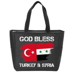 God Bless Turkey & Syria Flag Pray For Turkey Earthquake Zip Tote Bag