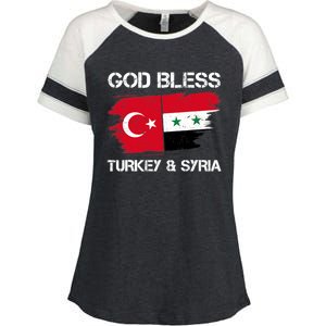 God Bless Turkey & Syria Flag Pray For Turkey Earthquake Enza Ladies Jersey Colorblock Tee