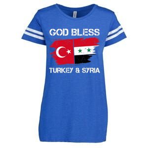 God Bless Turkey & Syria Flag Pray For Turkey Earthquake Enza Ladies Jersey Football T-Shirt