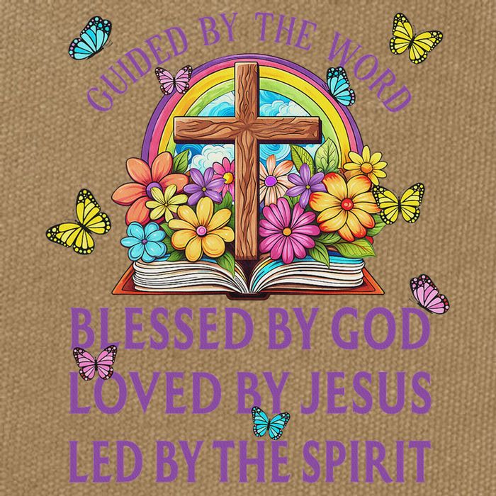 Guided By The Bible Blessed By God Loved By Jesus Christian Cotton Canvas Backpack