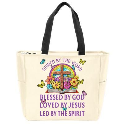 Guided By The Bible Blessed By God Loved By Jesus Christian Zip Tote Bag