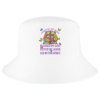 Guided By The Bible Blessed By God Loved By Jesus Christian Cool Comfort Performance Bucket Hat