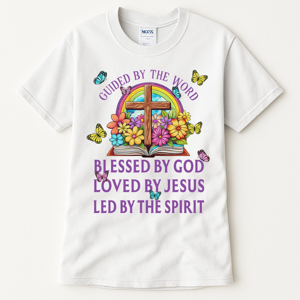 Guided By The Bible Blessed By God Loved By Jesus Christian Tall T-Shirt