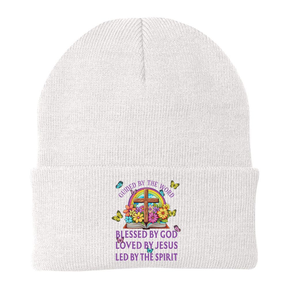 Guided By The Bible Blessed By God Loved By Jesus Christian Beanie