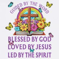Guided By The Bible Blessed By God Loved By Jesus Christian Flat Bill Trucker Hat