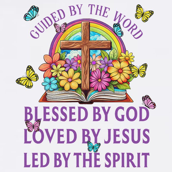 Guided By The Bible Blessed By God Loved By Jesus Christian Flat Bill Trucker Hat