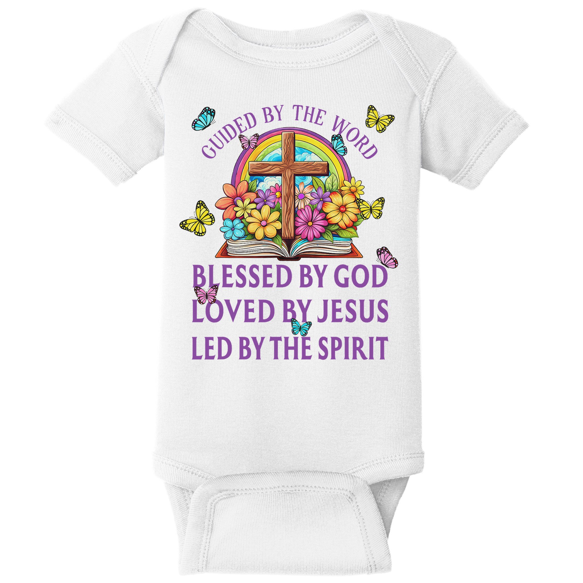 Guided By The Bible Blessed By God Loved By Jesus Christian Baby Bodysuit