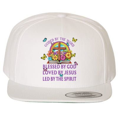 Guided By The Bible Blessed By God Loved By Jesus Christian Wool Snapback Cap