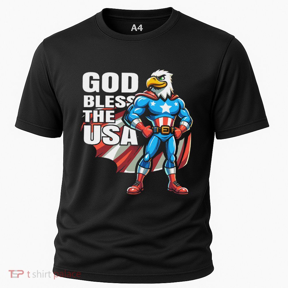 God Bless The Usa American Patriotic Eagle Superhero Design Performance Shirt