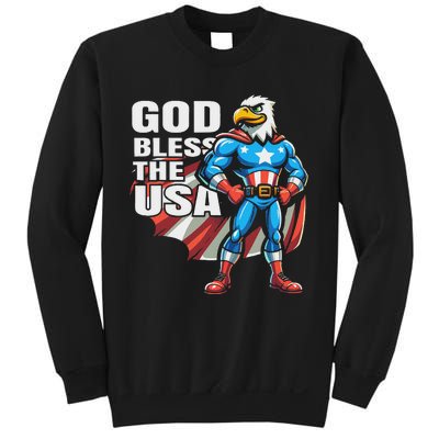 God Bless The Usa American Patriotic Eagle Superhero Design Sweatshirt