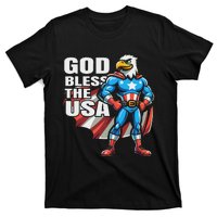 God Bless The Usa American Patriotic Eagle Superhero Design T-Shirt