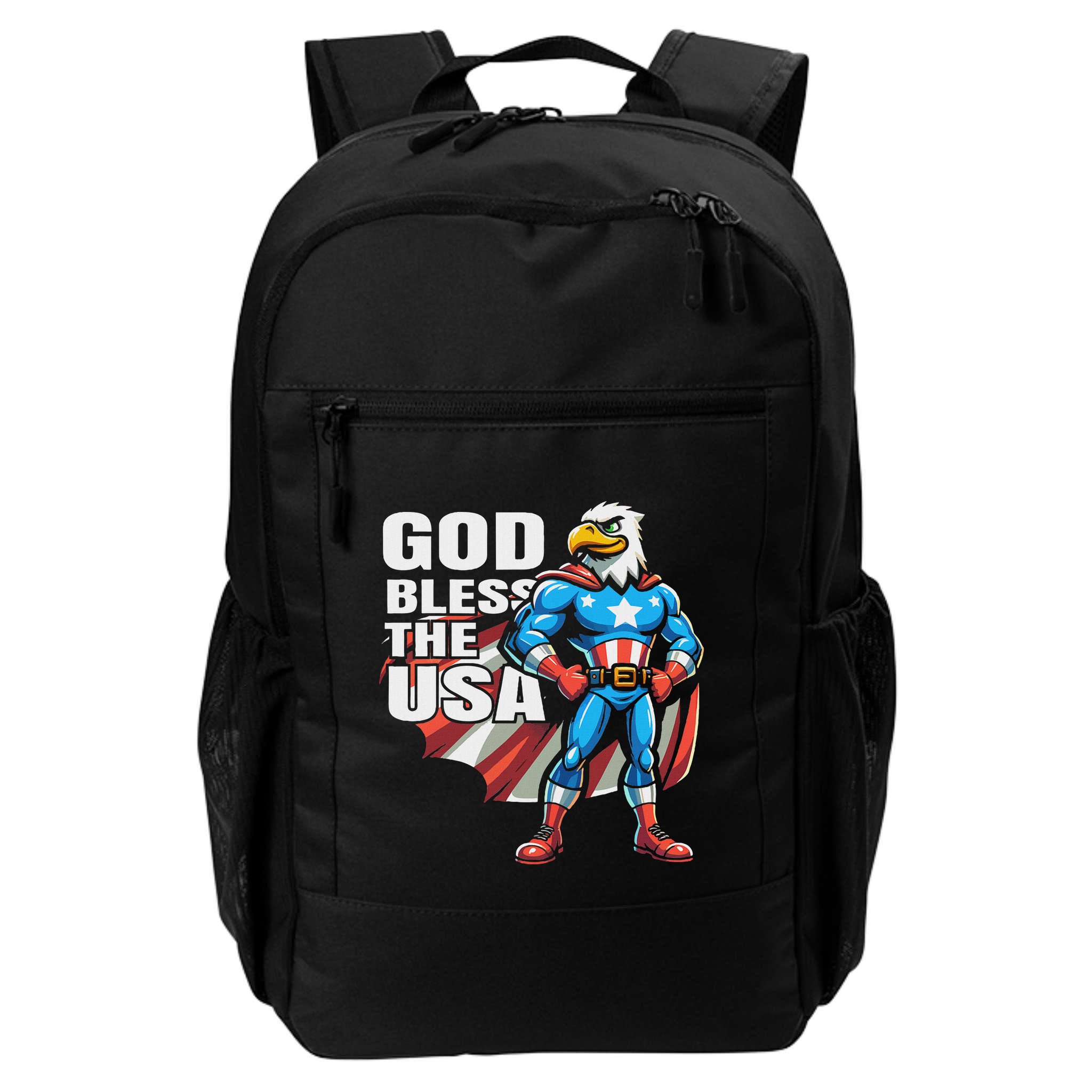 God Bless The Usa American Patriotic Eagle Superhero Design Backpack