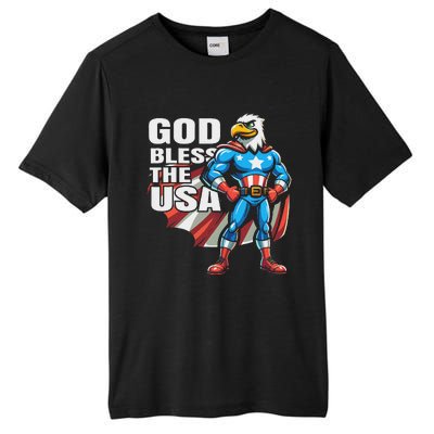 God Bless The Usa American Patriotic Eagle Superhero Design Tall Fusion ChromaSoft Performance T-Shirt