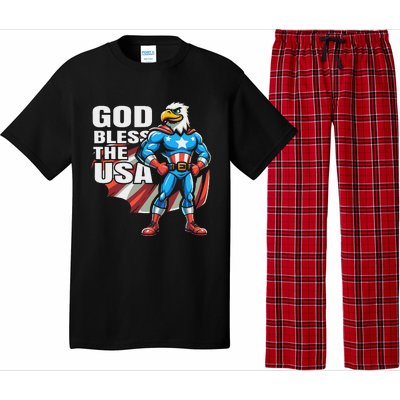 God Bless The Usa American Patriotic Eagle Superhero Design Pajama Set