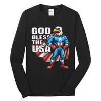 God Bless The Usa American Patriotic Eagle Superhero Design Tall Long Sleeve T-Shirt