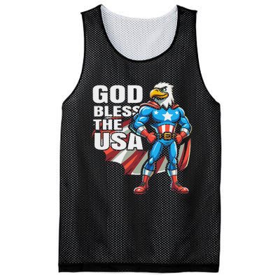 God Bless The Usa American Patriotic Eagle Superhero Design Mesh Reversible Basketball Jersey Tank