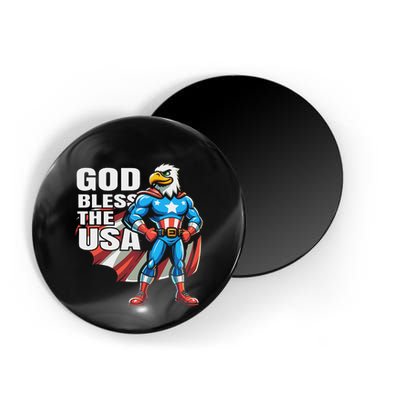 God Bless The Usa American Patriotic Eagle Superhero Design Magnet
