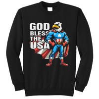 God Bless The Usa American Patriotic Eagle Superhero Design Tall Sweatshirt