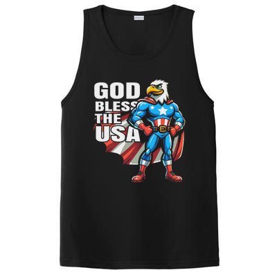 God Bless The Usa American Patriotic Eagle Superhero Design PosiCharge Competitor Tank