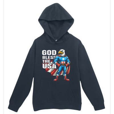 God Bless The Usa American Patriotic Eagle Superhero Design Urban Pullover Hoodie