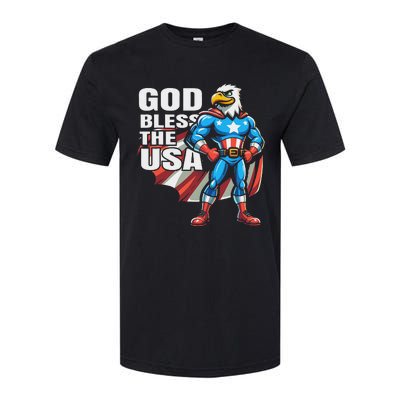 God Bless The Usa American Patriotic Eagle Superhero Design Softstyle CVC T-Shirt