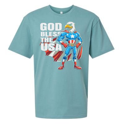 God Bless The Usa American Patriotic Eagle Superhero Design Sueded Cloud Jersey T-Shirt