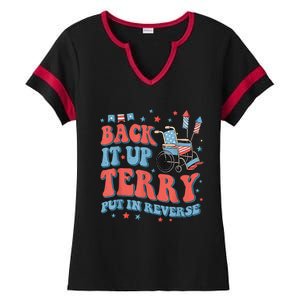 Groovy Back Up Terry Put It In Reverse Firework 4th Of July Ladies Halftime Notch Neck Tee