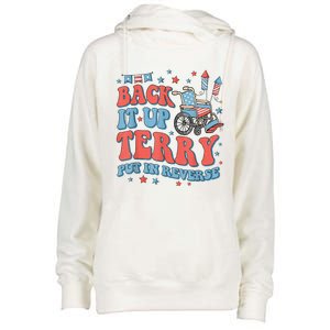 Groovy Back Up Terry Put It In Reverse Firework 4th Of July Womens Funnel Neck Pullover Hood