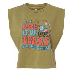 Groovy Back Up Terry Put It In Reverse Firework 4th Of July Garment-Dyed Women's Muscle Tee