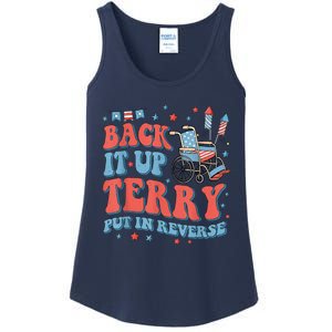 Groovy Back Up Terry Put It In Reverse Firework 4th Of July Ladies Essential Tank